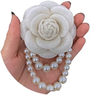 Vintage Wool Camellia Flower Pearl Tassel Brooches Pin Bracelet,Hairpin Headpieces Brooch Shawl Pins Wedding Party Gift Dainty Elegant Lapel Pins Dress Suit Clothes Accessories