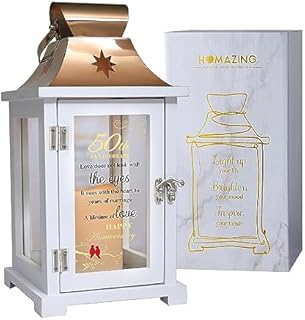 50th Wedding Anniversary Lantern, Best 50th Anniversary Wedding Gifts for Couple Parents Wife Husband Golden 50 Years of Marriage for Him He - Unique 50th Anniversary Wedding Gift Ideas