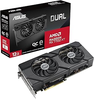 ASUS Dual Radeon RX 7700 XT, ideal para videojuegos, con 12 GB de GDDR6: Modos OC, ventiladores duraderos, y una placa trasera protectora para gamers exigentes