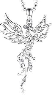 925 Sterling Silver Phoenix Pendant Necklace with Cubic Zirconia on Cable Chain - Rise from the Ashes Necklace for Women
