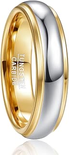 NUNCAD Anillo de Bodas Original de Tungsteno en Oro Rosa y Plata, Talla 9.25, Diseño Pulido y Hipoalergénico para Hombres y Mujeres, Ideal para Uso Diario y Eventos Especiales