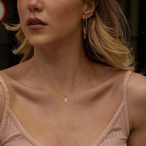 Initial Necklaces for Women, 14K Gold Plated Cubic Zirconia Initial Necklace Personalized Necklaces for Women Dainty CZ Letter Necklace Tiny Name Choker Nekclace for Girls Gold Jewelry Gifts