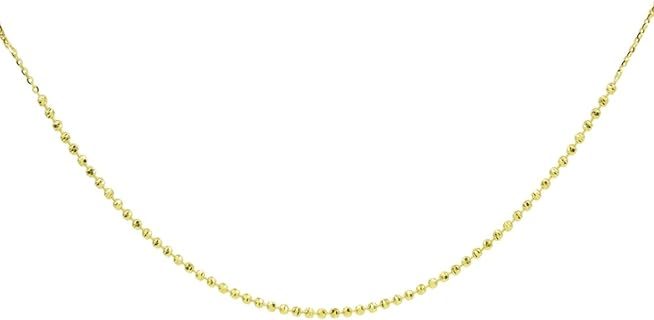 Hoops & Loops 14K Yellow Gold Italian Chain Diamond-Cut Beads Dainty Choker Necklace