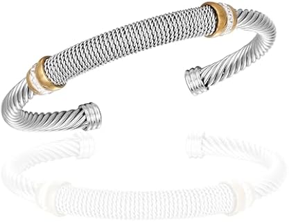 Women's Adjustable Cuff Bracelet in 316 Stainless Steel with Cable Chain, Ideal Christmas and Birthday Gift