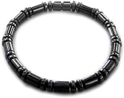 Men's Bead Chain Bracelet - Magnetic Hematite Healing Stone with Unique 'No-Clasp' Design & Cylindrical Beads - Length 8.5 inches