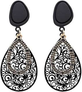 Women's Black Ear Clips Clip On Earrings Non Pierced Earrings for Brides, Bridesmaids, Prom and Wedding