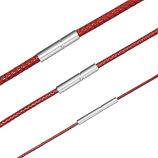 Leather Cord Necklace 3pcs 1/2/3mm Black Brown Red Braided Wax Rope Chain for Men Women with Stainless Steel Clasp 16 18 20 22 24 26 28 inches