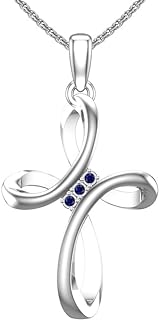 Silver Smile 925 Sterling Silver Celtic Knot Cross Pendant Necklace 18" with Gemstone| Necklace For Women |Eye Catching Design|For Birthdays and Aniversary Gifts For Her