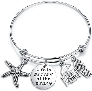 Stainless Steel Clasp, Summer Beach Charm Bracelet with Life is Better at the Beach Design, Ideal Gift for Beach Lovers