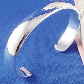Jewelry 1PC 925 Sterling Silver fashion smooth cuff bangle bracelet