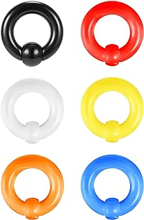 ZS 6Pcs Captive Bead Rings Spring Action BCR Ball Rings, 0G 2G 4G 6G 8G 12G PA Ring, Acrylic Nose Septum Rings Pierced Body Jewelry for Men Women