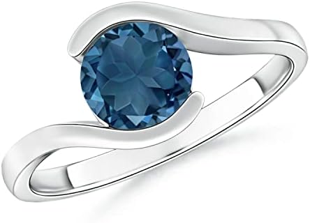 Angara Natural London Blue Topaz Solitaire Ring for Women, Girls in Sterling Silver/14K Solid Gold/Platinum | December Birthstone Jewelry Gift for Her |Birthday|Wedding|Anniversary|Engagement
