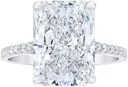 5 CT Radiant Cut Colorless VVS1 Moissanite Engagement Ring for Women Hidden Halo Wedding Ring Solitaire Promise Ring for Bridal Gifts Anniversary Ring