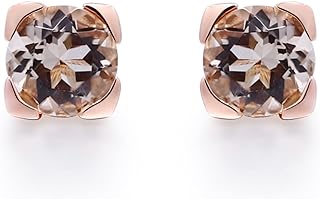 Women's Gin & Grace 10K Rose Gold Stud Earrings with Genuine Morganite Gems, Round-Cut Design & Secure Screw Back
