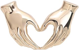 Alloy Two Hands Heart Brooch Pin Finger Heart Gesture Brooch Cute Hollow Love Heart Lapel Pin Mothers Day Gift
