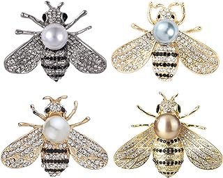 Rhinestone Pearl Bee Brooch Honey Bee Lapel Pin Vintage Crystal Insect Pin for Women Men