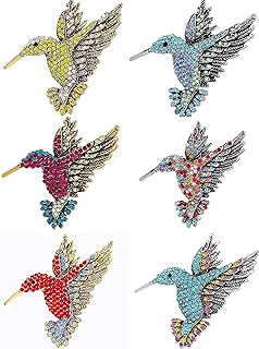 6 pieces of hummingbird brooch pin set for women girl men elegant silk scarf animal bird brooch pin collar fashion jewelry
