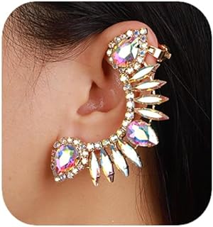 Sexy Bohemian Rhinestone Climber Earrings with Alloy Clip, Perfect for Bridal or Everyday Glamour by fxmimior