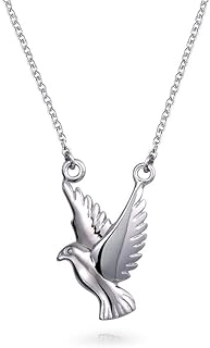 Bling Jewelry Inspirational Colorful CZ Accented 3 Birds Family Peace Dove Pendant Horizontal Station Necklace For Women Teens .925 Sterling Silver