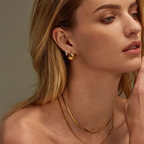 LOUMILEO Chunky Gold Hoop Earrings Small Gold Hoop Earrings for Women 14K Real Gold Plated Hoop Earrings Hypoallergenic Thick Gold Hoop Earrings for Women Bottega Earring Dupes