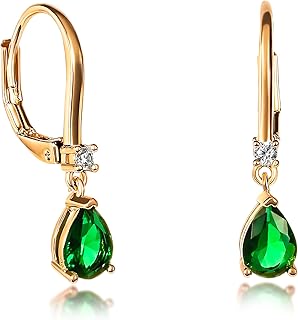 Boucles d'oreilles pendantes émeraude Zavana avec pierres de 5mm pour femmes, en laiton plaqué or, sans nickel ni plomb, parfaites pour un look élégant