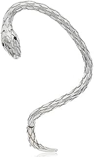 Sleek Stainless Steel Slytherin Wedding Ring-style Silver Snake Ear Cuff for Women & Men - Pierced Back Finding, Snake Climber Design, No Gemstone Earring for Left Ear