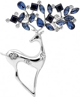 Pin Clasp Rhinestone Reindeer Brooch with Alloy Chain for Women's Luxury Christmas Corsage Wear