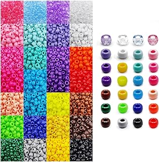 Pony Beads, 4200pcs 28 Colors Plastic Beads for Craft Bracelets Making, Hair Beads for Braids, Colored Beads for DIY Projects - Individually Wrapped (6x9mm)