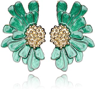 Aksod Vintage Flower Stud Earrings Exaggerated Oversized Daisy Flower Earrings Statement Jewelry for Women and Girls