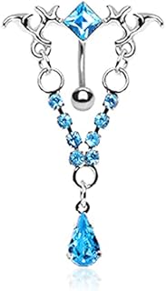Dynamique 316L Surgical Steel Gemmed Tribal Chandelier Top Down Belly Button Ring (Sold Per Piece)