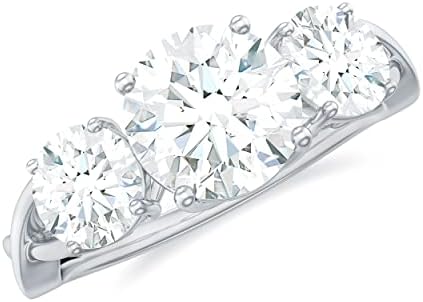 Certified D-VS1 Quality Moissanite 3-Stone Engagement Ring, Crafted in 10K Solid White Gold with Past, Present, Future Design