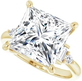 Sterling Silver 5ct Princess Cut Moissanite Engagement Ring with Split Shank and Nature Inspired Design for Brides