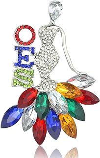 Order of the Eastern Star Brooch with Pin Clasp and Crystal Accents for Women, Alloy Steel OES Sorority Pin Jewelry