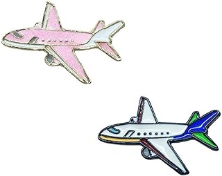2pcs Cute Airplane Brooches for Women Girls Fashion Enameled Flying Plane Lapel Pins Badge Dress Suit Scarft Accessories Holiday Party Jewelry Unisex Souvenir Gifts for Flight Crew Aviator Lover