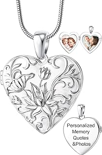 Fanery sue Vintage Locket Necklace that Holds Pictures, Customized Picture Lockets Personalized Heart Locket with Picture Inside -Locket Necklace for Women Girls