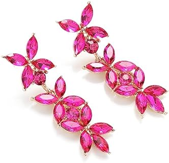 Trendy Rhinestone Drop Earrings Sparkly Marquise Crystal Dangle Statement Earrings for Women Wedding Prom Costume