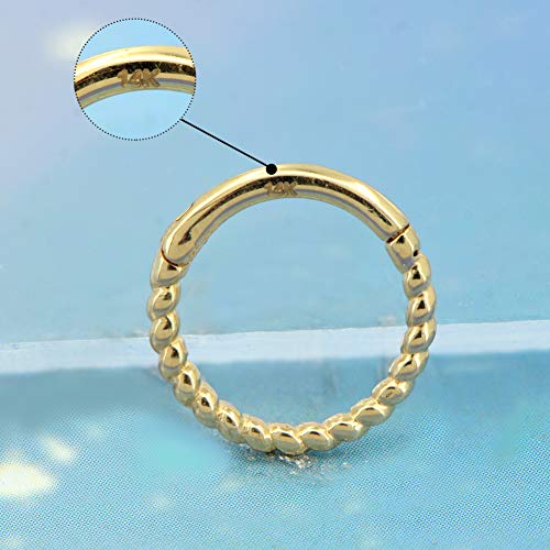 Helix Earring Hoop 14K Solid Gold Daith Tragus Helix Cartilage Earring 16G Septum Piercing Hinge Segment Rings Hoop