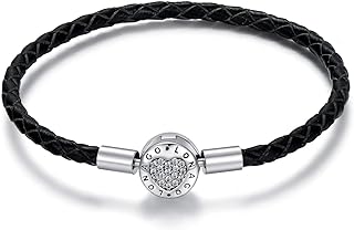 Cubic Zirconia-Adorned Snake Charm Bracelet with Snap Clasp and Sterling Silver Snake Chain Design by LONAGO