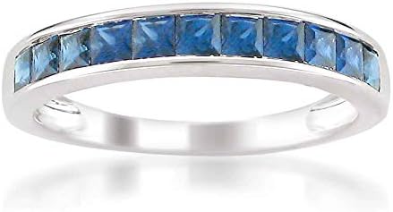 14K White Gold La4ve Diamonds Princess-Cut Wedding Band, 1 Carat Channel Set for Women with Black and White Diamond Elegance