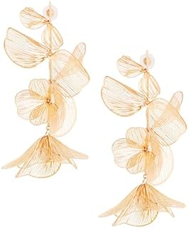 Floral Statement Dangle Earrings with Push Back Design for Women in Their 20s and 30s - No Gemstone