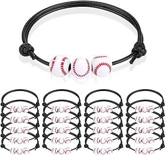 20 Pcs Sports Party Favors Charm Bracelets,Soccer Basketball Football Baseball Volleyball Bead Ball Bracelets Adjustable Inspirational Wristbands Sport Theme Birthday Party Favor Gifts for Teen Adults