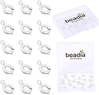 BEADIA Silver-Plated Spring Clasps with 7mm Diameter for Jewelry Makers, High-Grade Copper Material with Silver Finishing, Set of 20pcs