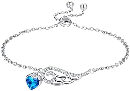 925 Sterling Silver Angel Wing Cuff Bracelet with Lobster Claw Clasp and Cable Chain for Women and Girls - No Gemstone
