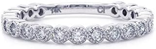 Half Bezel Lab-Grown Diamond Engagement Ring in 14k White Gold for Women, Size 4.5