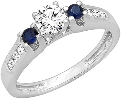 Art Deco Diamond and Sapphire Engagement Ring with Rose Gold Band and Round Cut Design from Dazzlingrock Collection