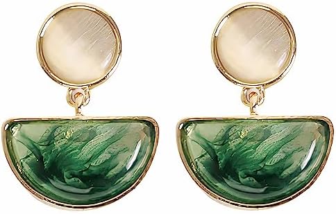 NIVANA Green Earrings For Women Dangle, Dark Green Earrings, Green And Gold Earrings, Green Pearl Statement Earrings, Green Fashion Earrings For Women