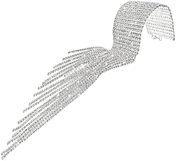 JolieHome Fashion Sparkling Rhinestone Cuff Bracelet for Women Girls, Silver Crystal Strand Mulitlayer Prom Wrap Bracelet with Fringe for Party Wedding Dating