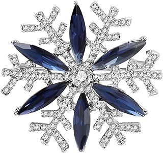 Blue Rhinesonte Snowflake Brooch Pin Crystal Sparkling Snowflake Lapel Pin Winter Fashion Clothes Decoration Sweater Coat Cardigan Pin Jewelry Christmas Gift