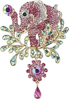 EVER FAITH Women's Austrian Crystal Rhinestone Adorable Animal Elephant Teardrop Brooch Gold-Tone