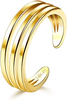 HAIAISO 14K Gold Filled Toe Rings Adjustable Toe Ring for Women Thin Toe Rings Minimalist Open Band Toe Ring Summer Beach Foot Jewelry